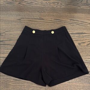 Black Women's Shorts with Gold Button Accents